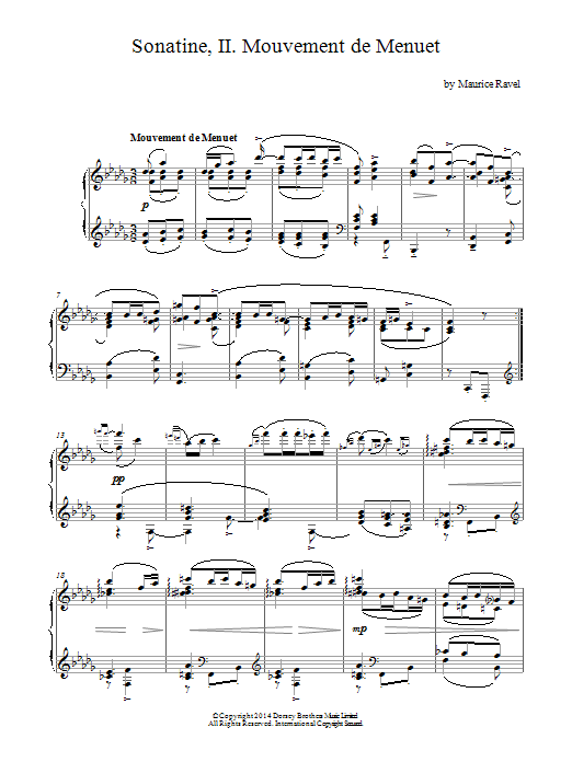 Maurice Ravel Sonatine, 2nd Movement sheet music notes and chords arranged for Piano Solo
