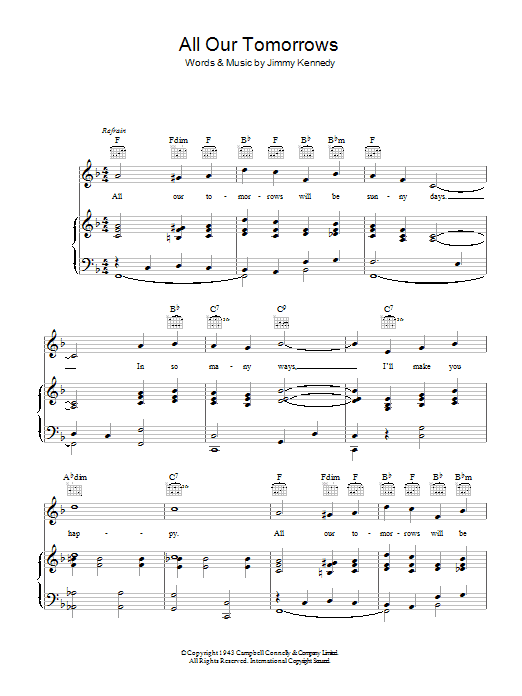 Maurice Winnick All Our Tomorrows sheet music notes and chords arranged for Piano, Vocal & Guitar Chords