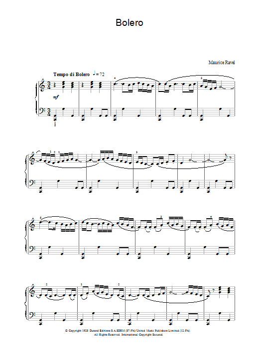 Maurice Ravel Ravel's Bolero sheet music notes and chords. Download Printable PDF.