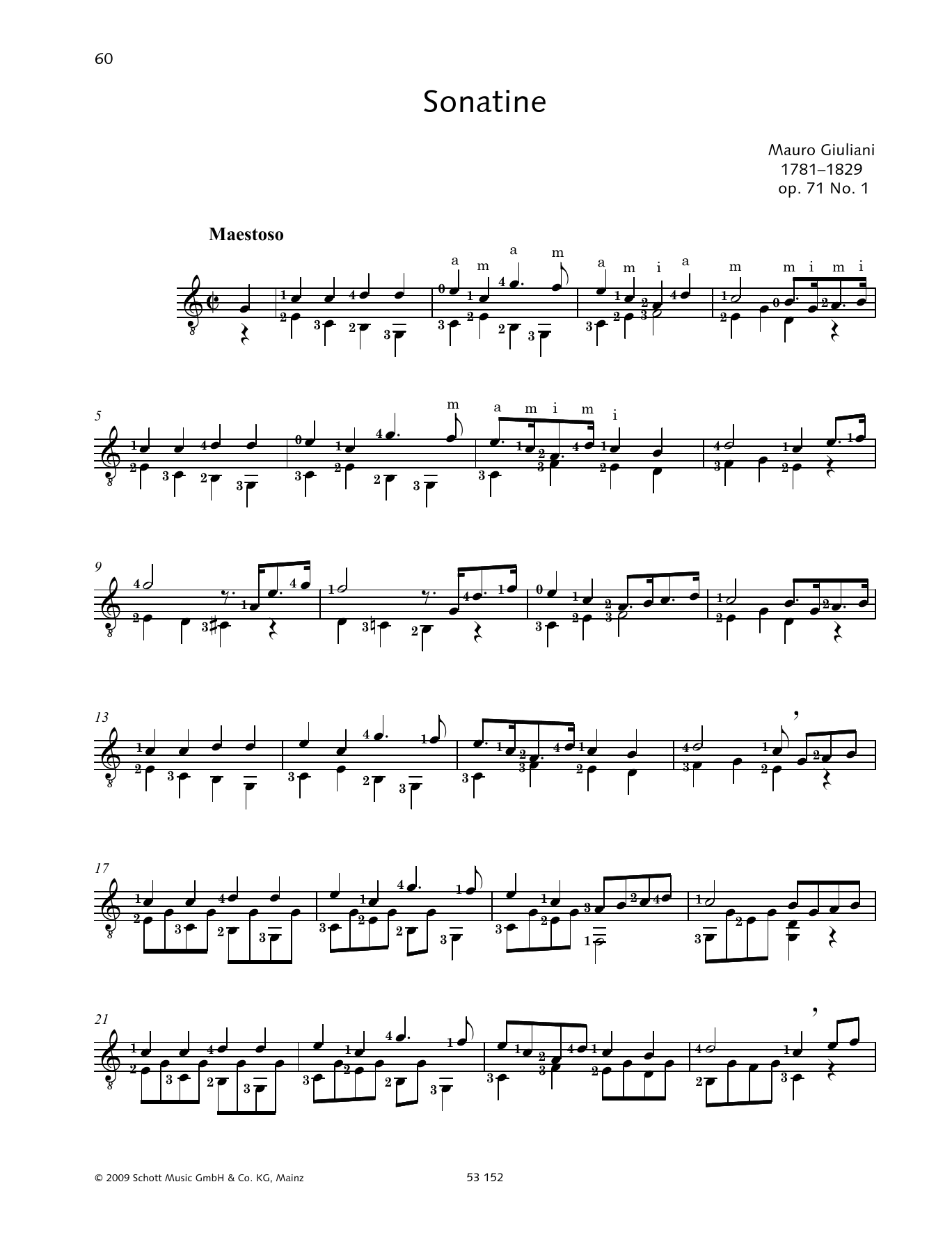 Mauro Giuliani Sonatina sheet music notes and chords arranged for Solo Guitar