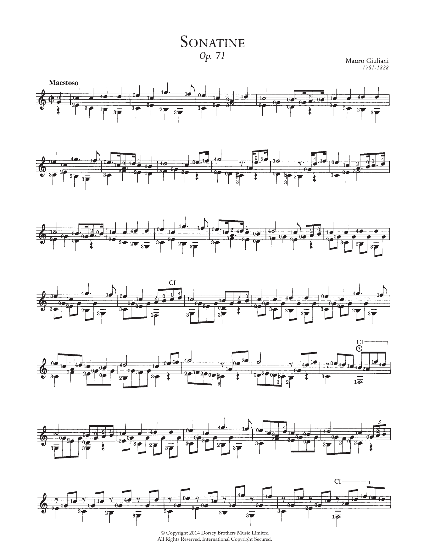 Mauro Giuliani Sonatine sheet music notes and chords arranged for Solo Guitar
