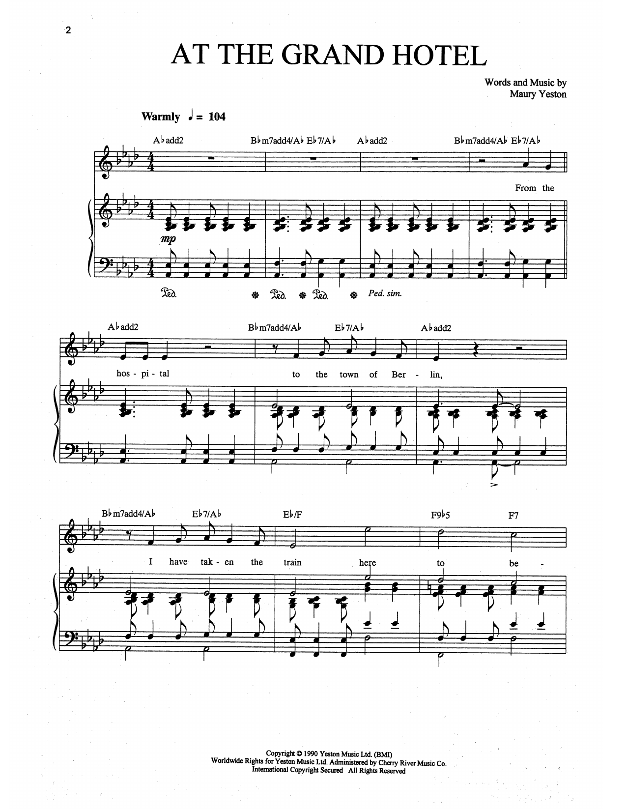 Maury Yeston At The Grand Hotel (from Grand Hotel: The Musical) sheet music notes and chords arranged for Piano, Vocal & Guitar Chords (Right-Hand Melody)