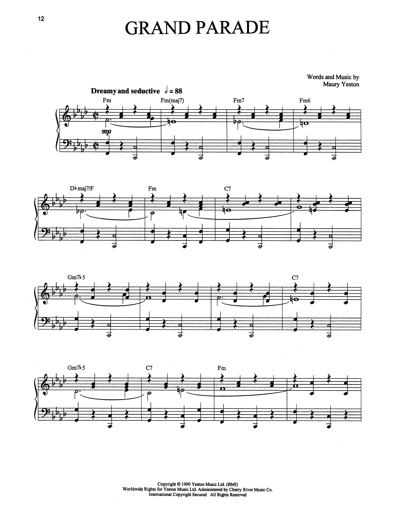 Maury Yeston Grand Parade (from Grand Hotel: The Musical) sheet music notes and chords arranged for Piano, Vocal & Guitar Chords (Right-Hand Melody)