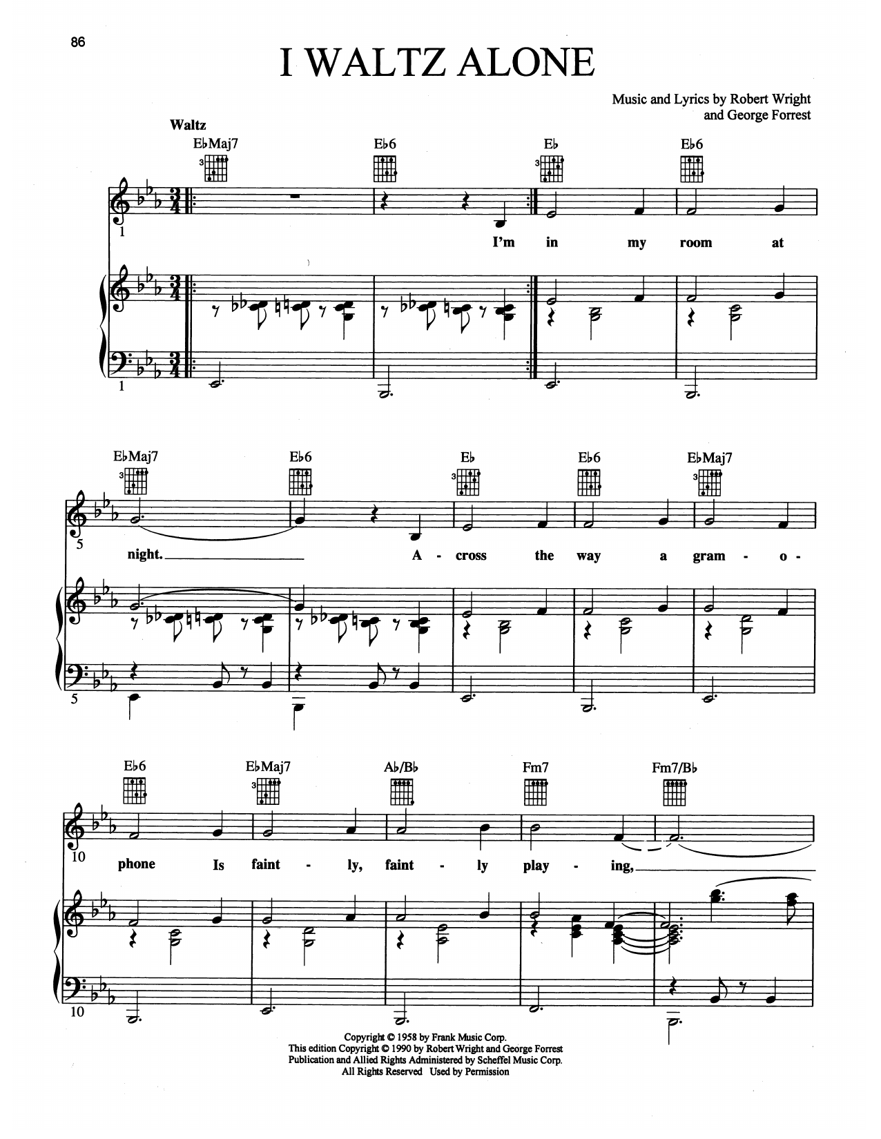 Maury Yeston I Waltz Alone (from Grand Hotel: The Musical) sheet music notes and chords arranged for Piano, Vocal & Guitar Chords (Right-Hand Melody)
