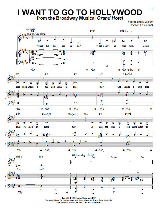 Maury Yeston I Want To Go To Hollywood (from Grand Hotel: The Musical) sheet music notes and chords arranged for Lead Sheet / Fake Book