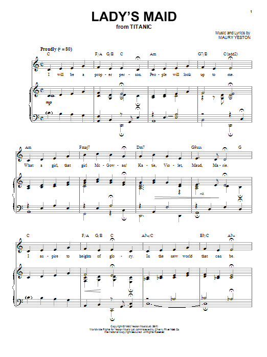 Maury Yeston Lady's Maid sheet music notes and chords arranged for Piano & Vocal