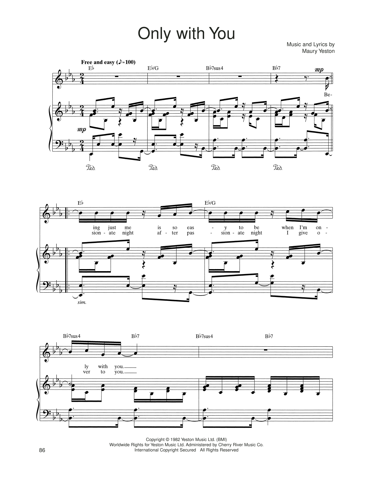 Maury Yeston Only With You (from Nine) sheet music notes and chords arranged for Piano, Vocal & Guitar Chords (Right-Hand Melody)