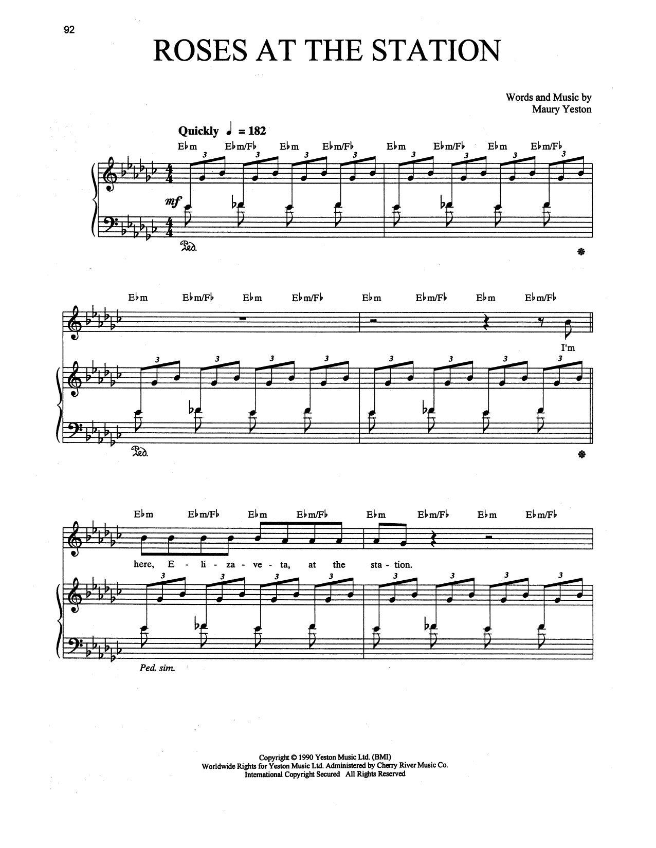 Maury Yeston Roses At The Station (from Grand Hotel: The Musical) sheet music notes and chords arranged for Piano, Vocal & Guitar Chords (Right-Hand Melody)