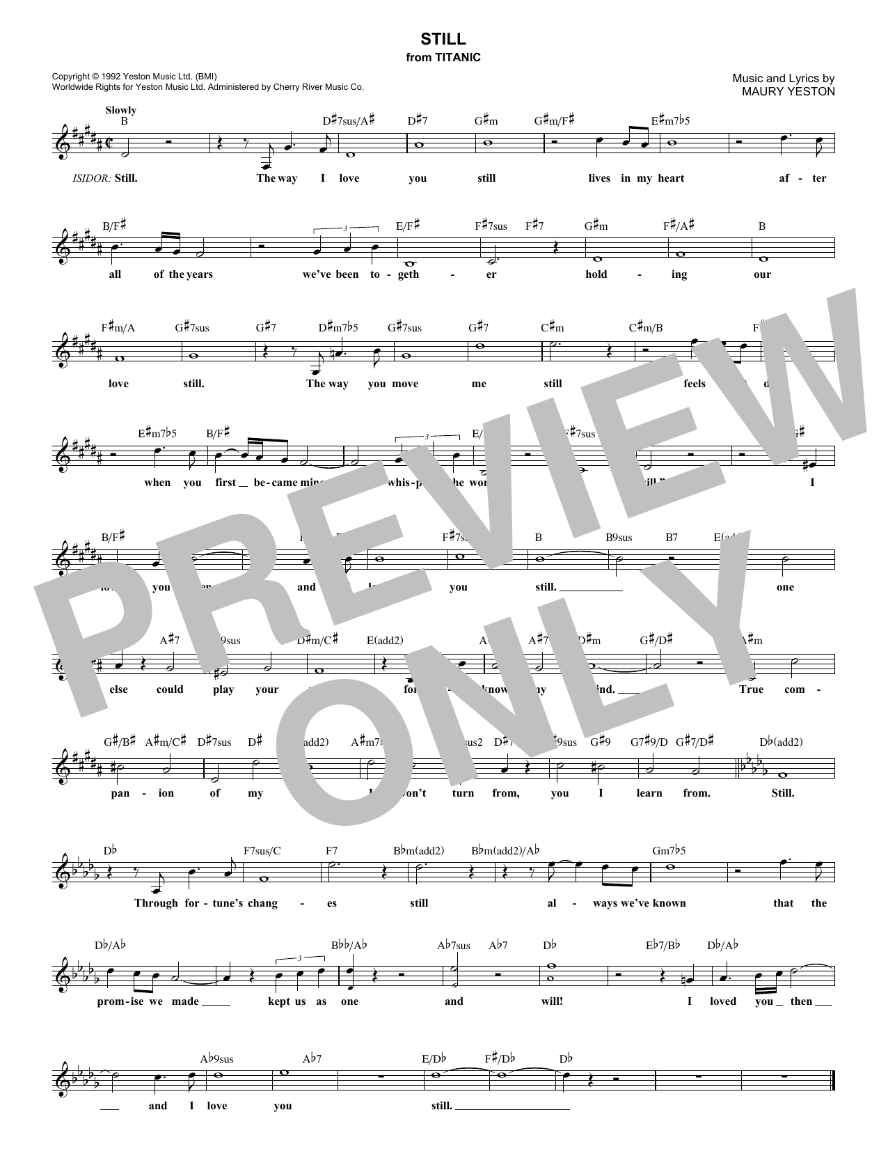 Maury Yeston Still sheet music notes and chords arranged for Lead Sheet / Fake Book