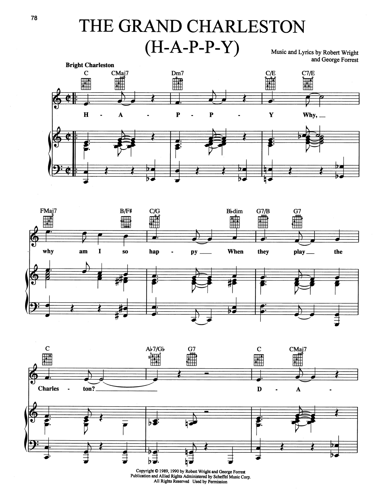 Maury Yeston The Grand Charleston (H-A-P-P-Y) (from Grand Hotel: The Musical) sheet music notes and chords arranged for Piano, Vocal & Guitar Chords (Right-Hand Melody)