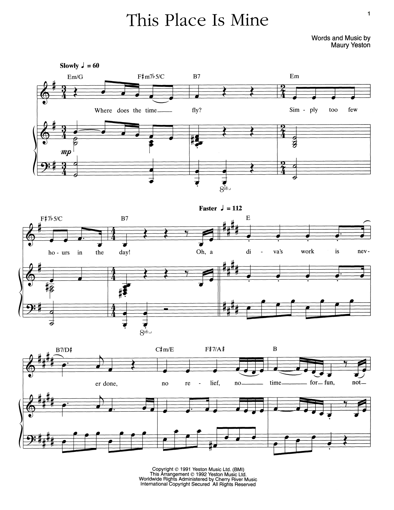 Maury Yeston This Place Is Mine sheet music notes and chords arranged for Piano & Vocal