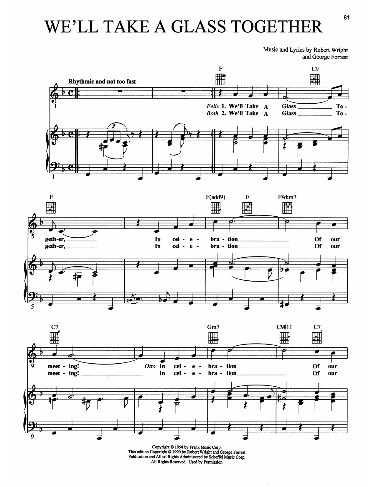 Maury Yeston We'll Take A Glass Together (from Grand Hotel: The Musical) sheet music notes and chords arranged for Piano, Vocal & Guitar Chords (Right-Hand Melody)