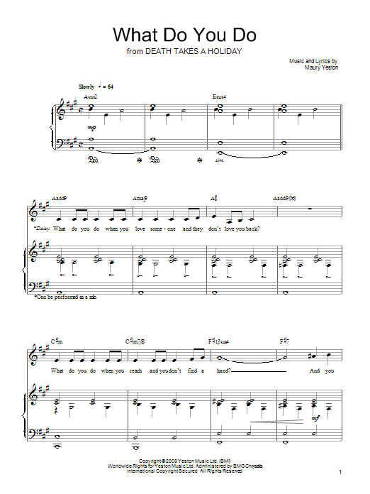 Maury Yeston What Do You Do sheet music notes and chords arranged for Piano, Vocal & Guitar Chords (Right-Hand Melody)