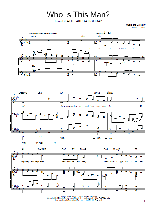 Maury Yeston Who Is This Man? sheet music notes and chords arranged for Piano, Vocal & Guitar Chords (Right-Hand Melody)