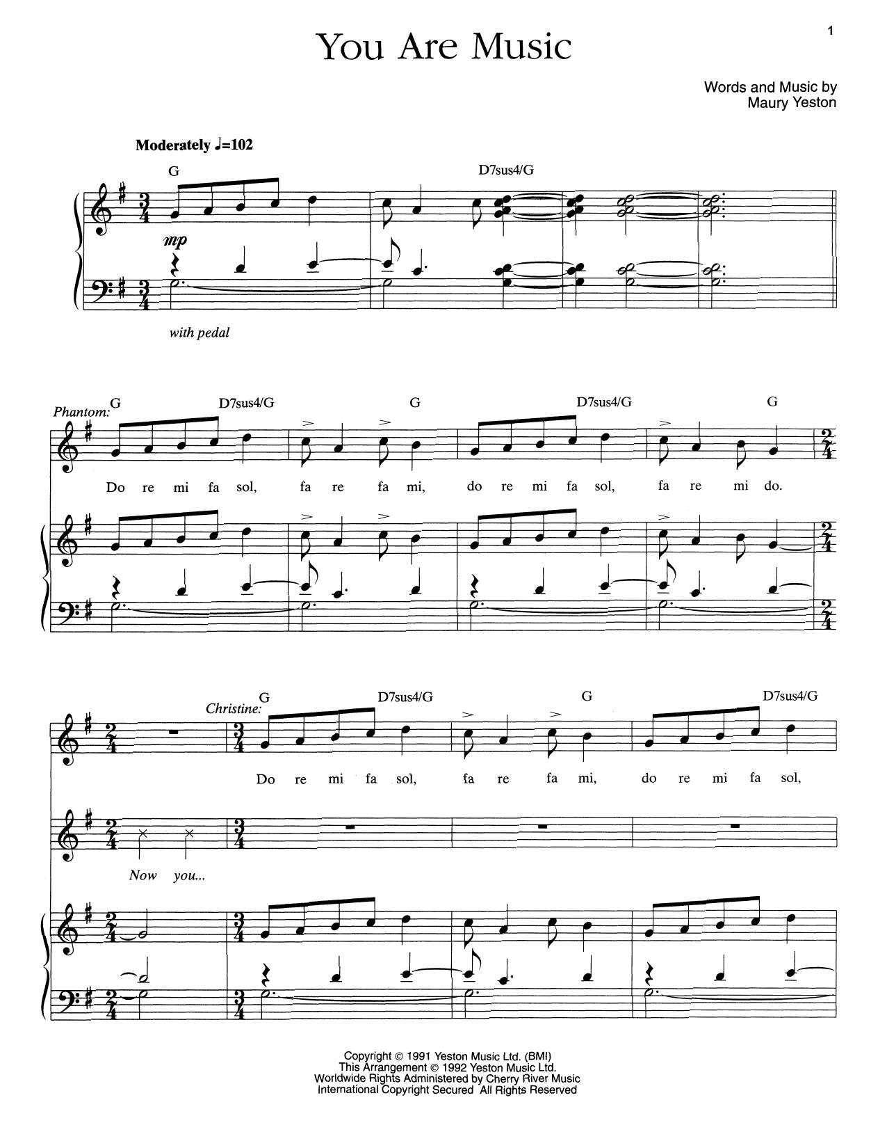 Maury Yeston You Are Music sheet music notes and chords arranged for Piano & Vocal