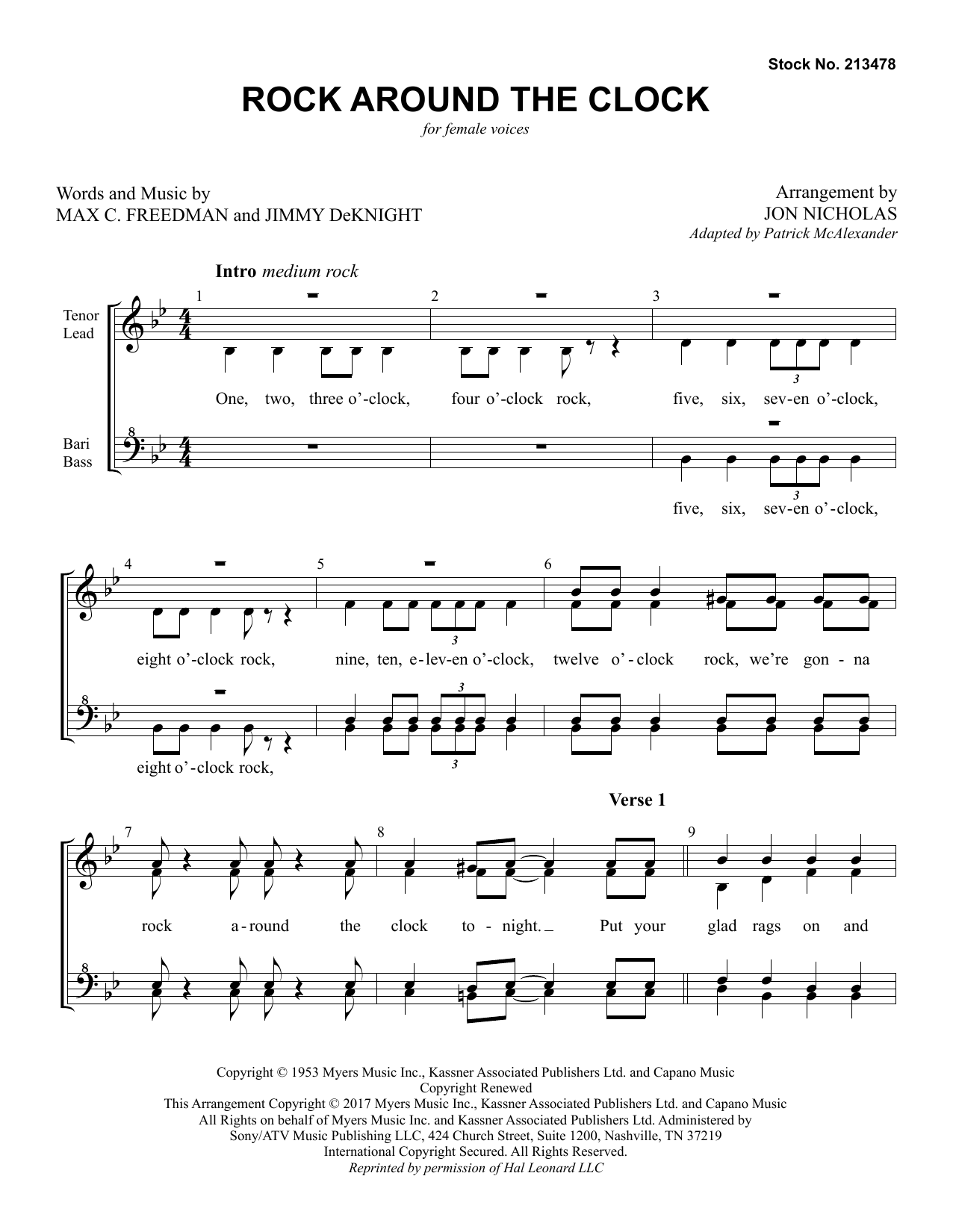 Max C. Freedman & Jimmy DeKnight Rock Around The Clock (arr. Jon Nicholas) sheet music notes and chords arranged for TTBB Choir