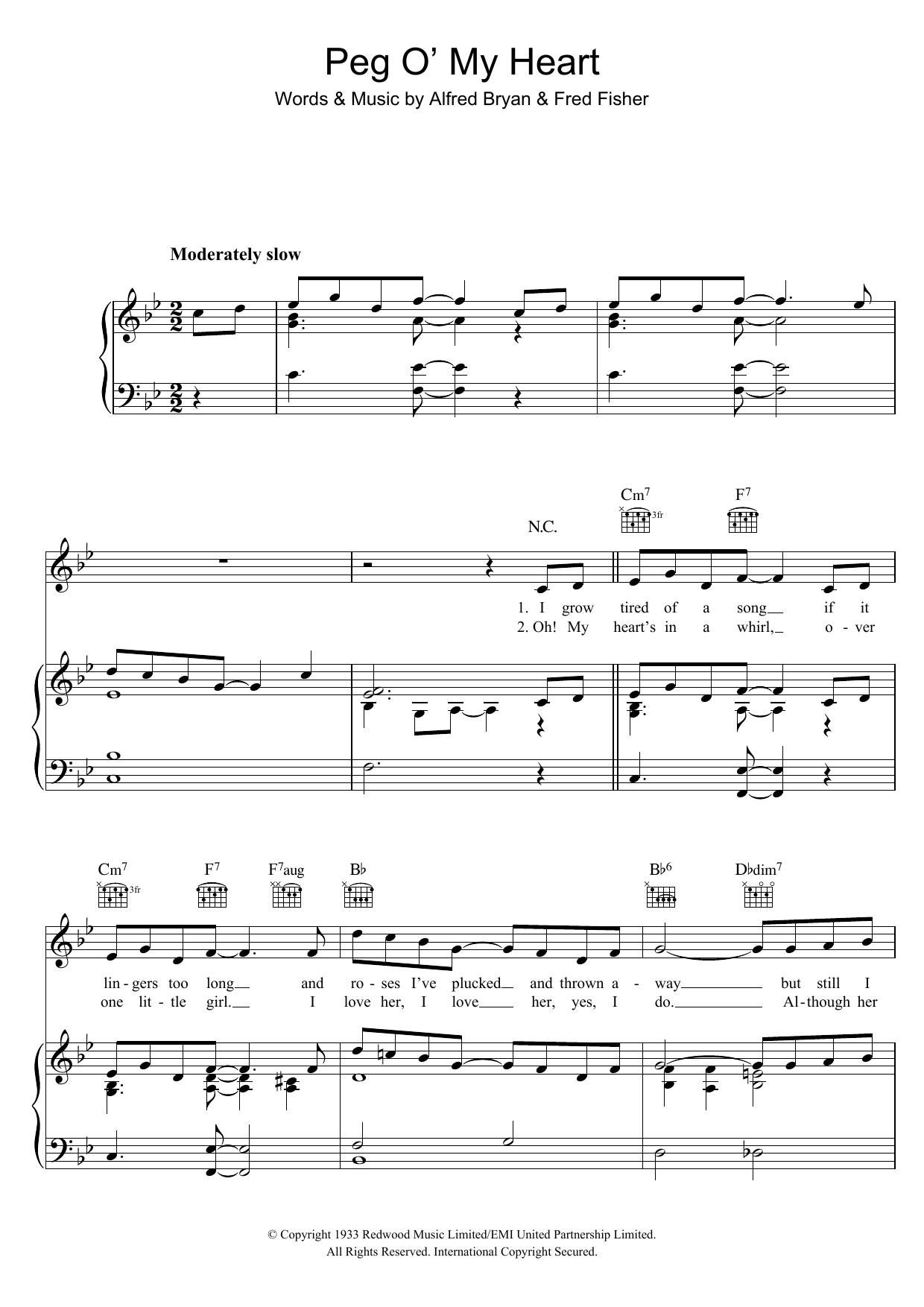 Max Harris Peg O' My Heart sheet music notes and chords arranged for Piano, Vocal & Guitar Chords