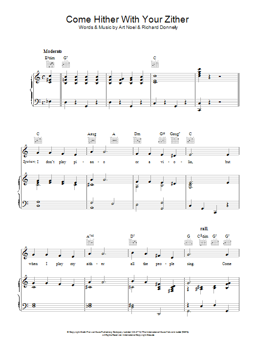 Max Miller Come Hither With Your Zither sheet music notes and chords arranged for Piano, Vocal & Guitar Chords