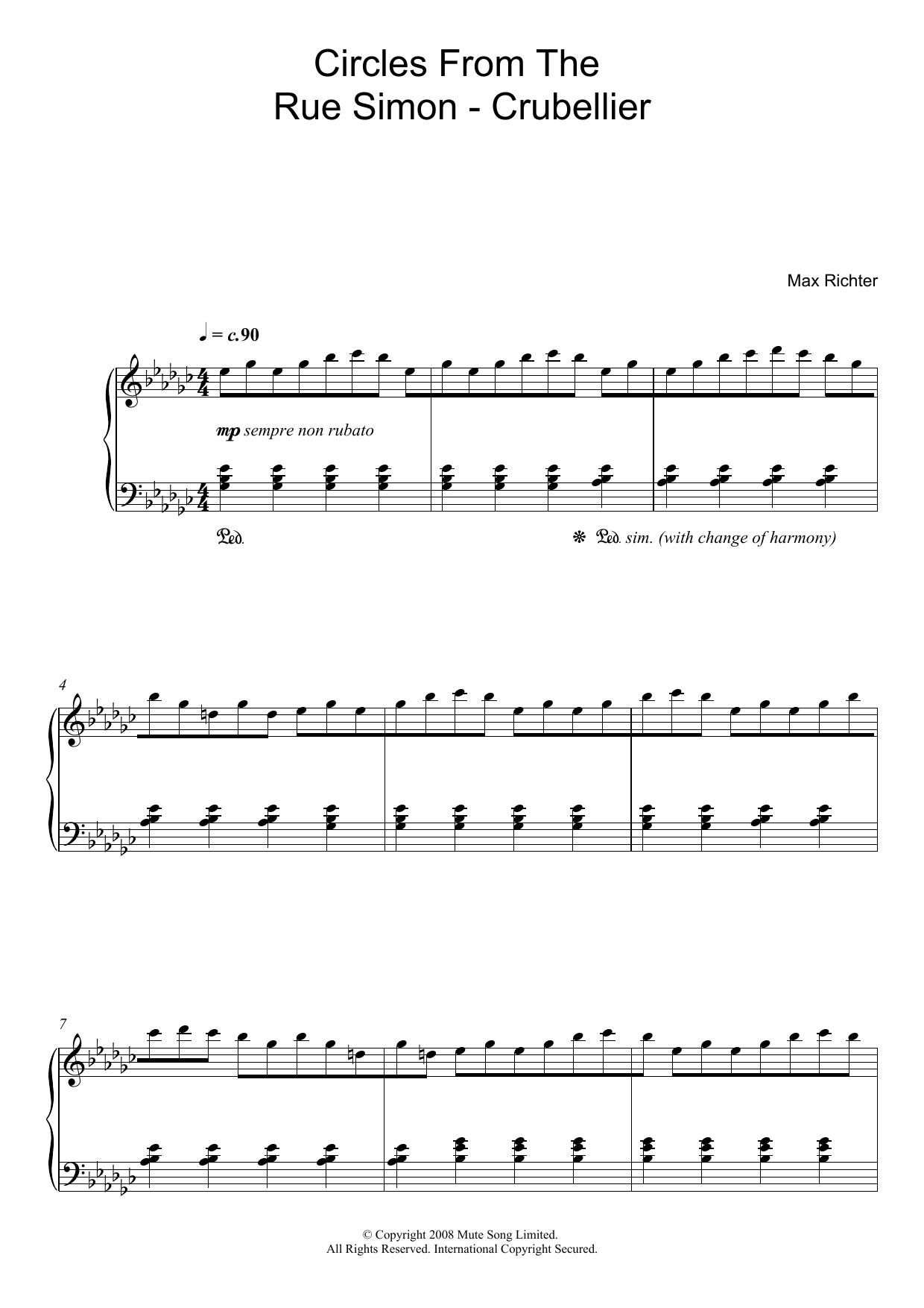 Max Richter Circles From The Rue Simon-Crubellier sheet music notes and chords arranged for Piano Solo