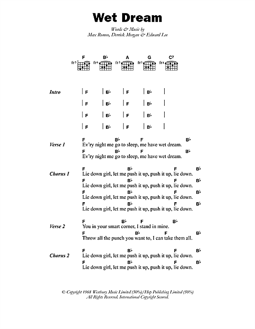 Max Romeo Wet Dream sheet music notes and chords arranged for Guitar Chords/Lyrics