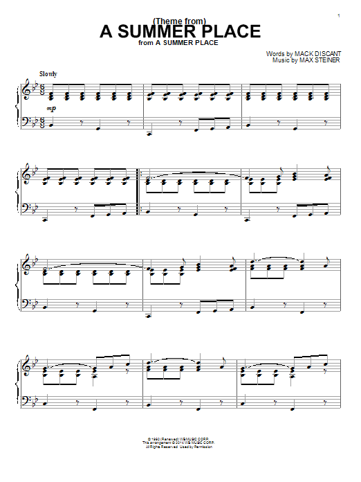 Max Steiner (Theme From) A Summer Place sheet music notes and chords arranged for Ukulele