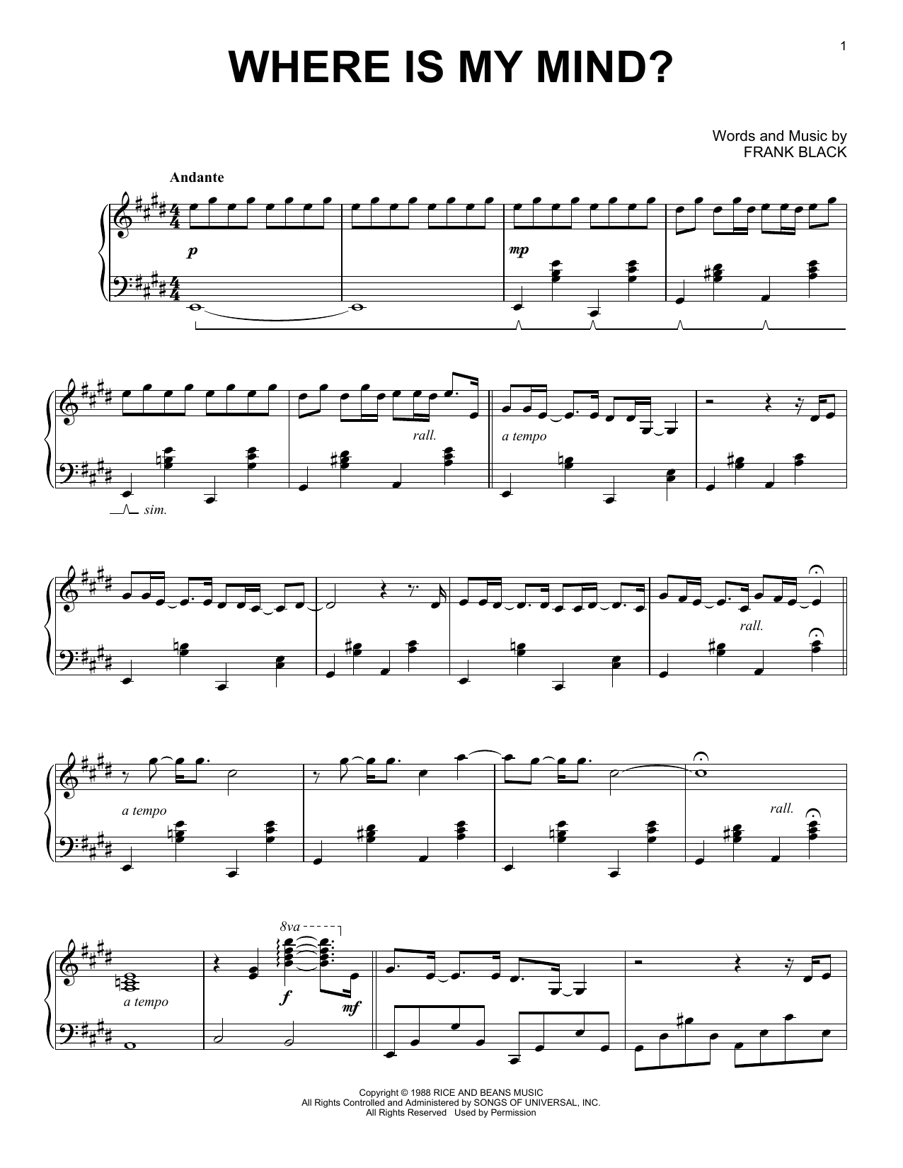 Maxence Cyrin Where Is My Mind? sheet music notes and chords arranged for Piano Solo