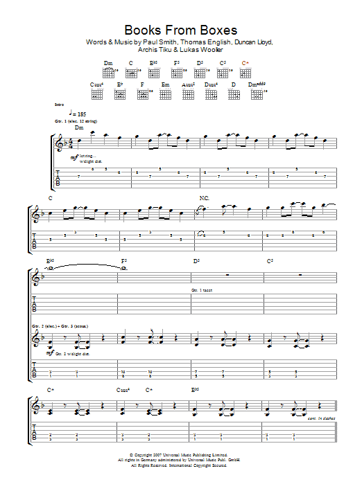 Maximo Park Books From Boxes sheet music notes and chords arranged for Guitar Tab