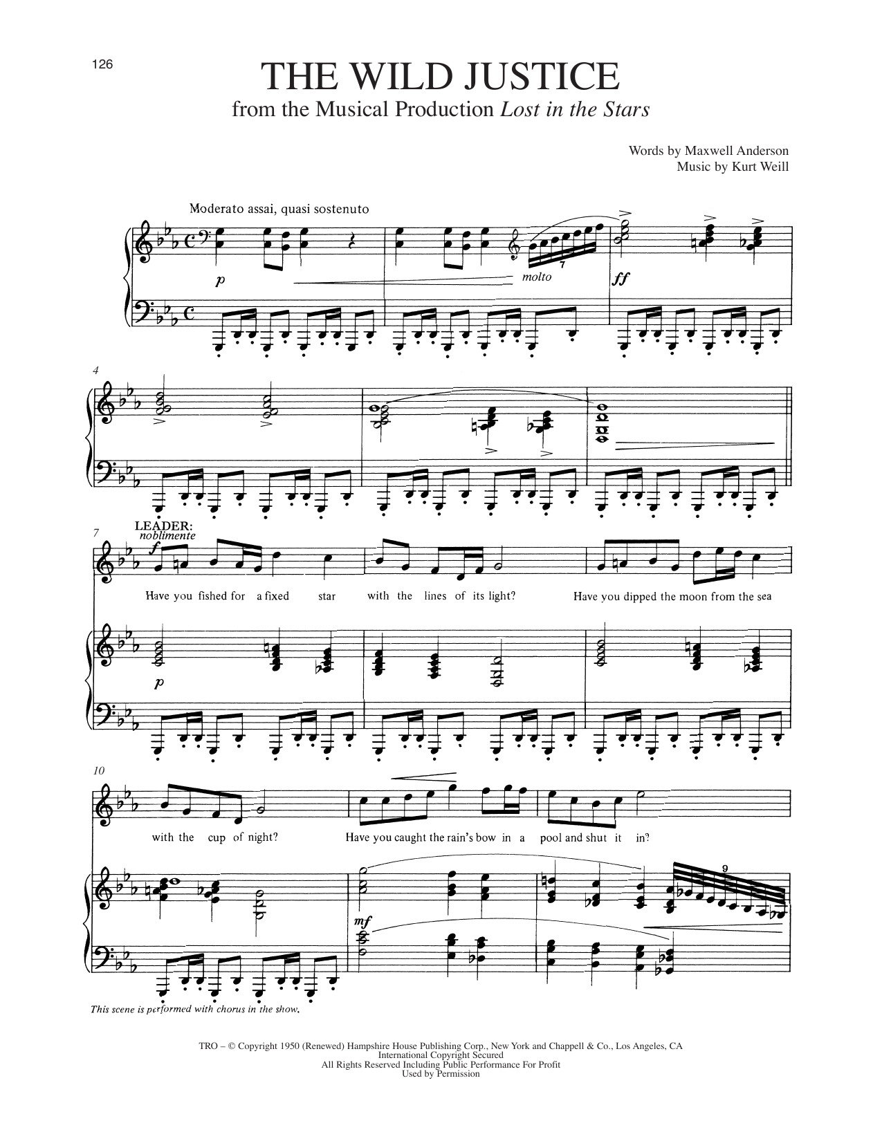Maxwell Anderson The Wild Justice (from Lost In The Stars) sheet music notes and chords arranged for Piano & Vocal