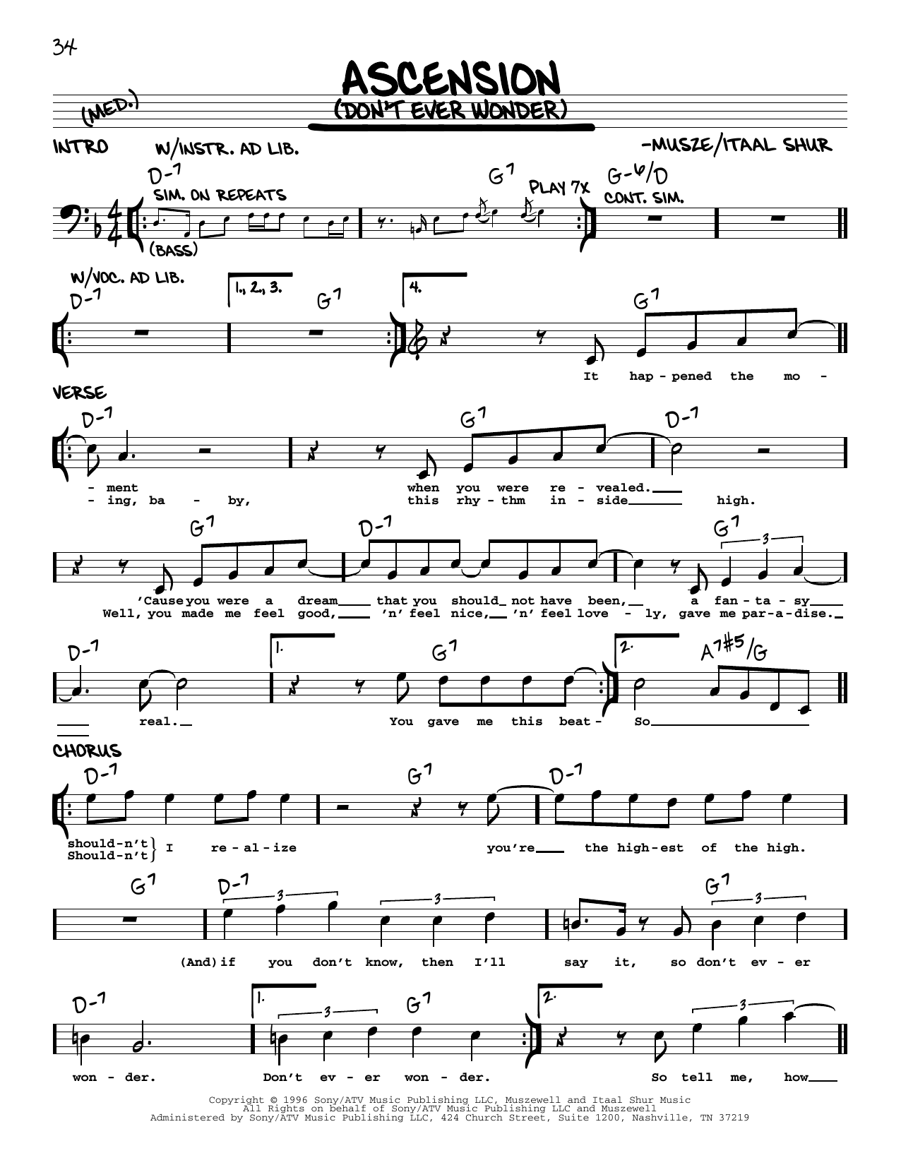 Maxwell Ascension (Don't Ever Wonder) sheet music notes and chords arranged for Real Book – Melody & Chords