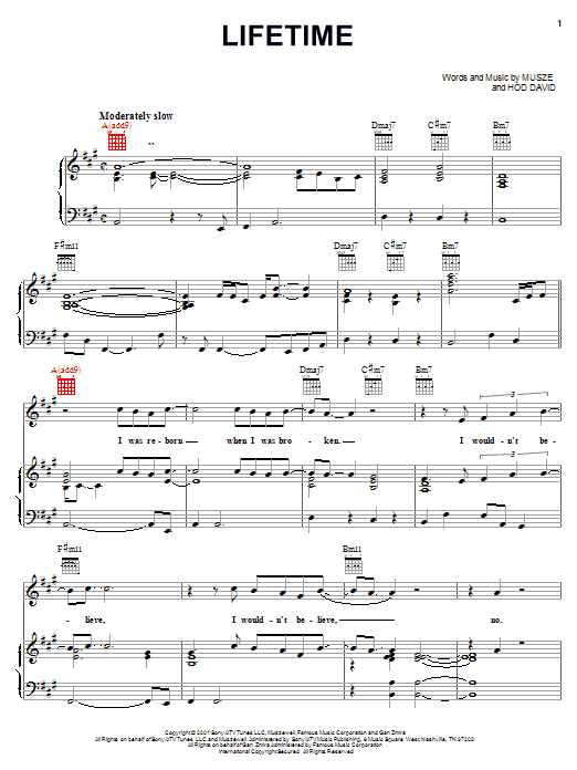 Maxwell Lifetime sheet music notes and chords arranged for Piano, Vocal & Guitar Chords (Right-Hand Melody)