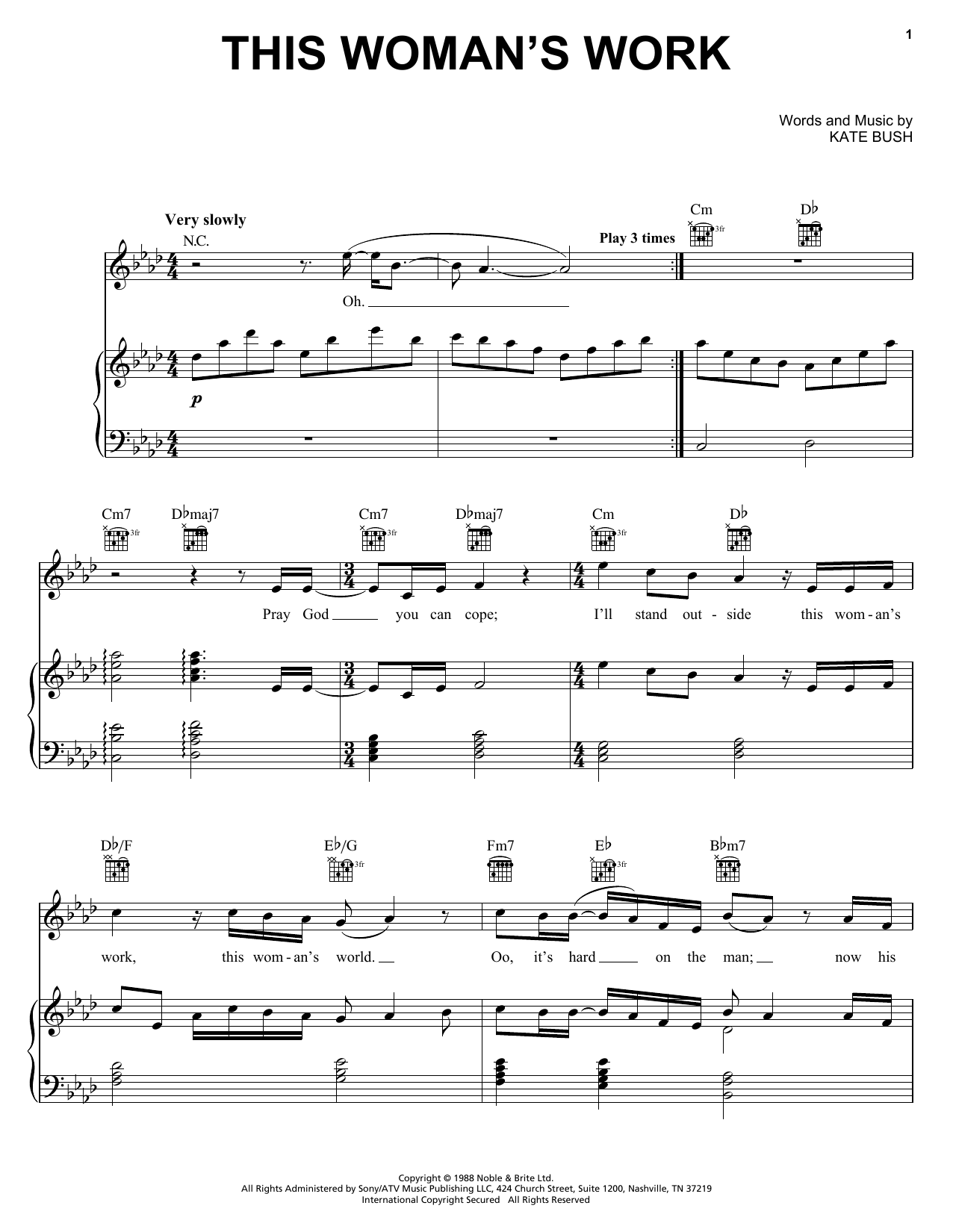 Maxwell This Woman's Work sheet music notes and chords arranged for Piano, Vocal & Guitar Chords (Right-Hand Melody)
