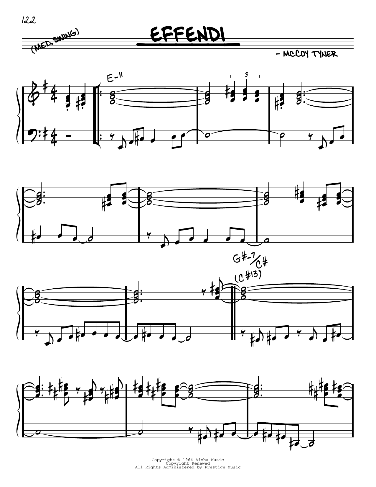 McCoy Tyner Effendi sheet music notes and chords arranged for Real Book – Melody & Chords