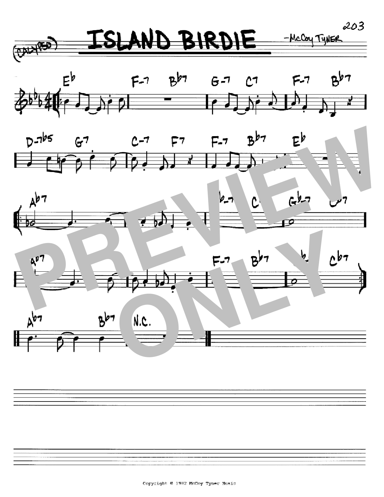 McCoy Tyner Island Birdie sheet music notes and chords arranged for Real Book – Melody & Chords – C Instruments