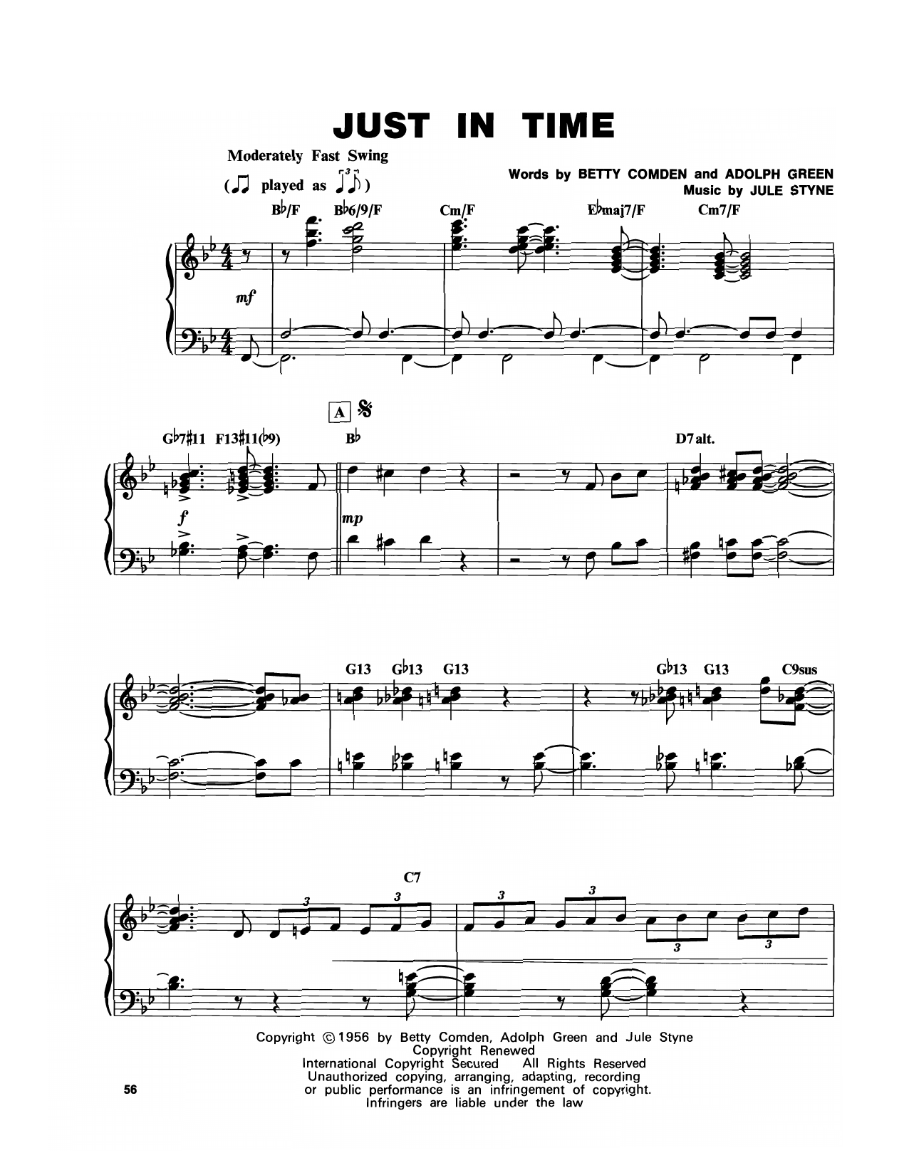 McCoy Tyner Just In Time sheet music notes and chords arranged for Piano Transcription