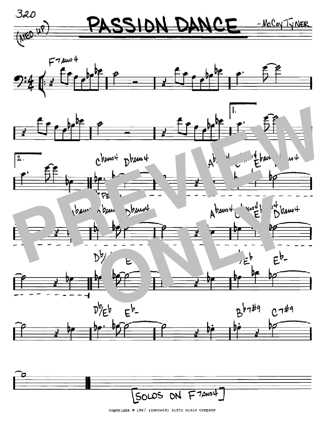 McCoy Tyner Passion Dance sheet music notes and chords arranged for Real Book – Melody & Chords – C Instruments