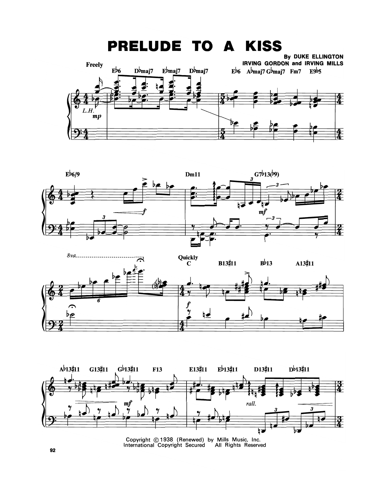 McCoy Tyner Prelude To A Kiss sheet music notes and chords arranged for Piano Transcription