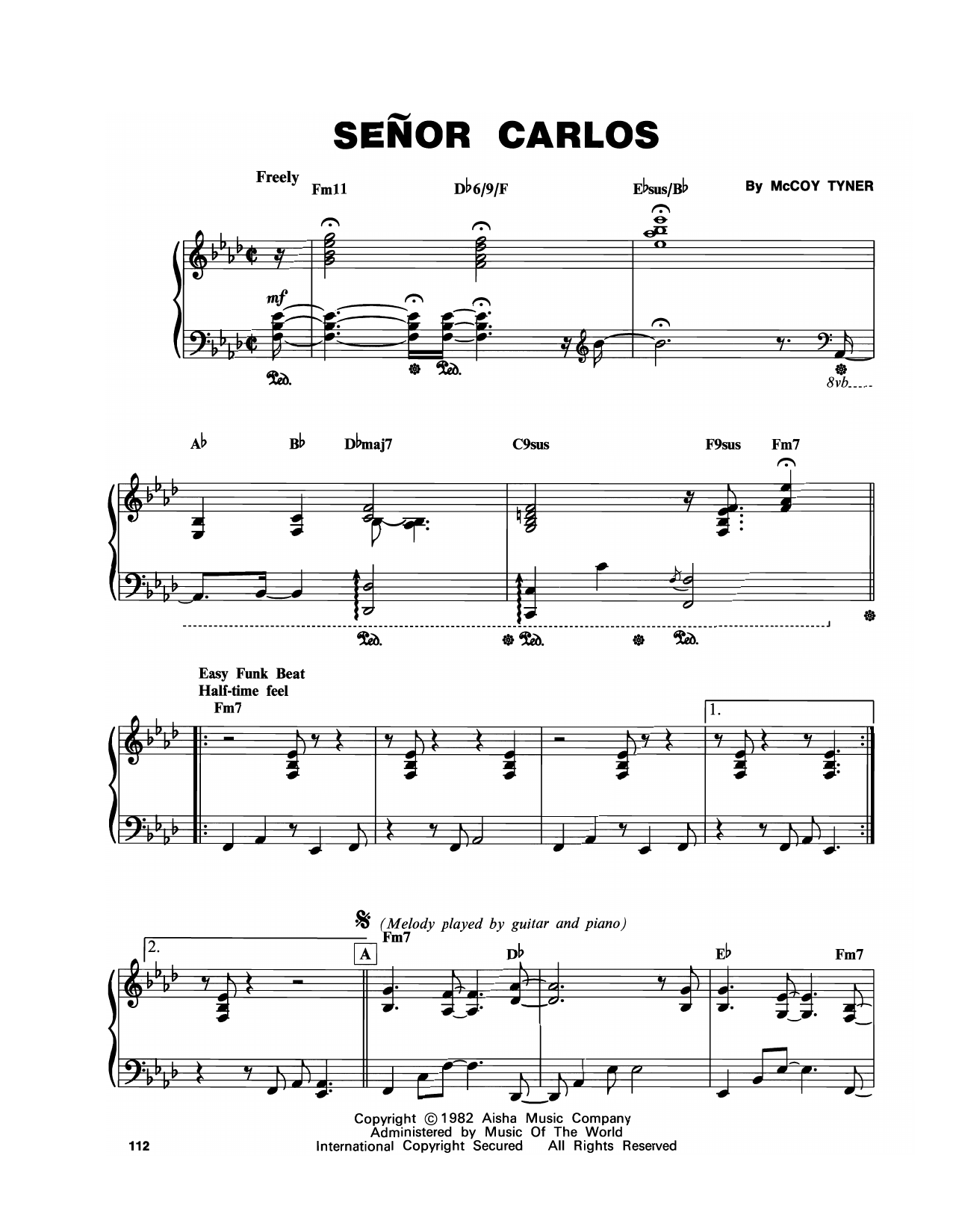 McCoy Tyner Senor Carlos sheet music notes and chords arranged for Piano Transcription