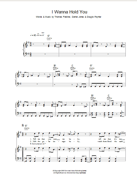 McFly I Wanna Hold You sheet music notes and chords arranged for Guitar Chords/Lyrics