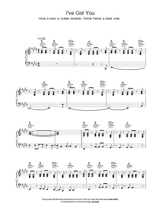 McFly I've Got You sheet music notes and chords arranged for Piano, Vocal & Guitar Chords