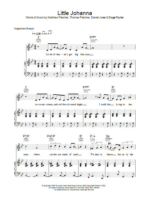 McFly Little Joanna sheet music notes and chords arranged for Piano, Vocal & Guitar Chords