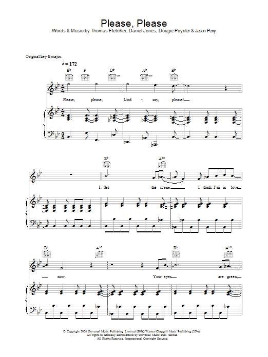 McFly Please, Please sheet music notes and chords arranged for Piano, Vocal & Guitar Chords