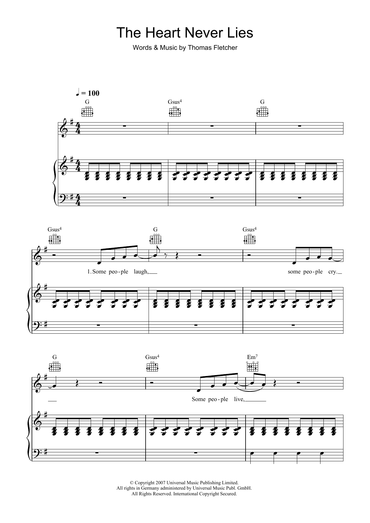 McFly The Heart Never Lies sheet music notes and chords arranged for Beginner Piano