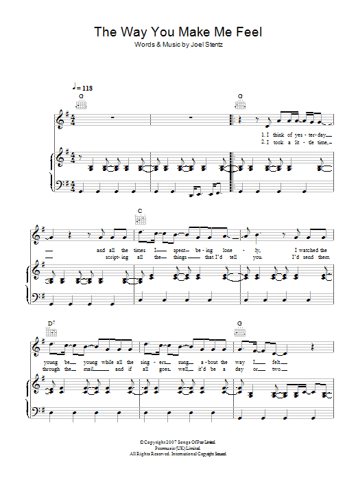 McFly The Way You Make Me Feel sheet music notes and chords arranged for Piano, Vocal & Guitar Chords