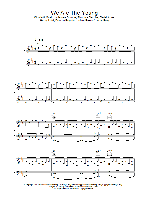 McFly We Are The Young sheet music notes and chords arranged for Piano, Vocal & Guitar Chords