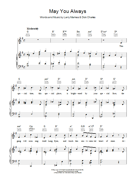 McGuire Sisters May You Always sheet music notes and chords arranged for Piano, Vocal & Guitar Chords