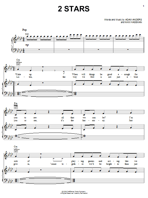 Meaghan Martin 2 Stars sheet music notes and chords arranged for Easy Piano