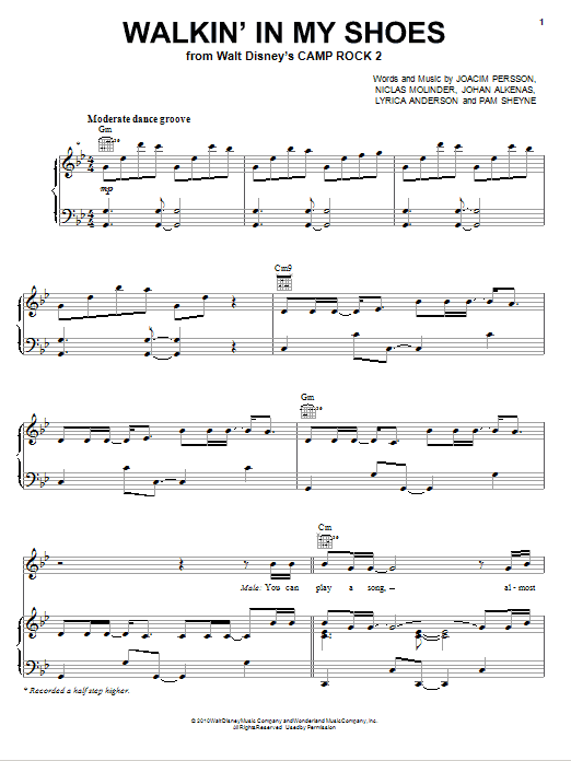 Meaghan Martin Walkin' In My Shoes (from Camp Rock 2) sheet music notes and chords arranged for Piano, Vocal & Guitar Chords (Right-Hand Melody)