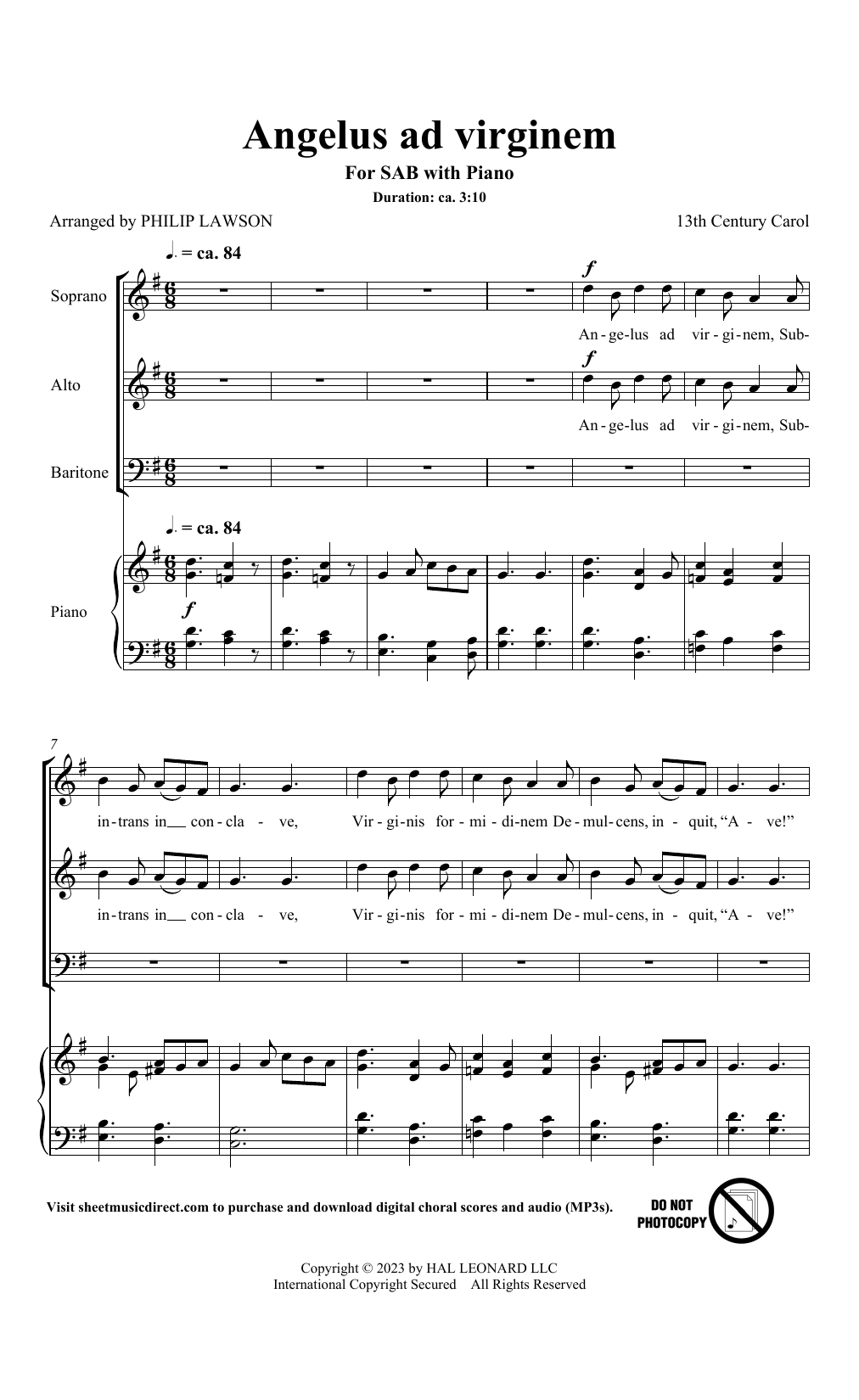 Medieval Carol Angelus Ad Virginem (arr. Philip Lawson) sheet music notes and chords arranged for SAB Choir