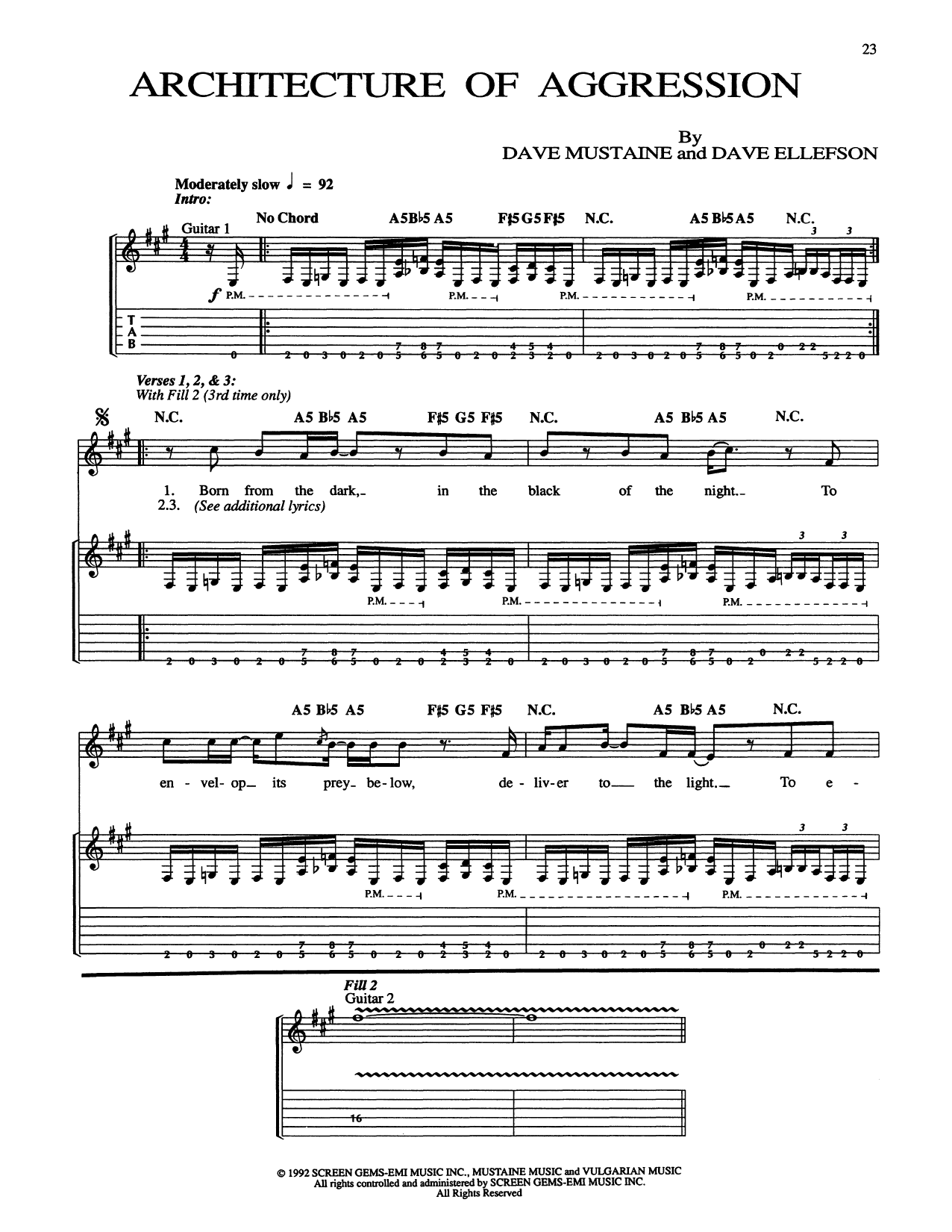 Megadeth Architecture Of Aggression sheet music notes and chords arranged for Guitar Tab