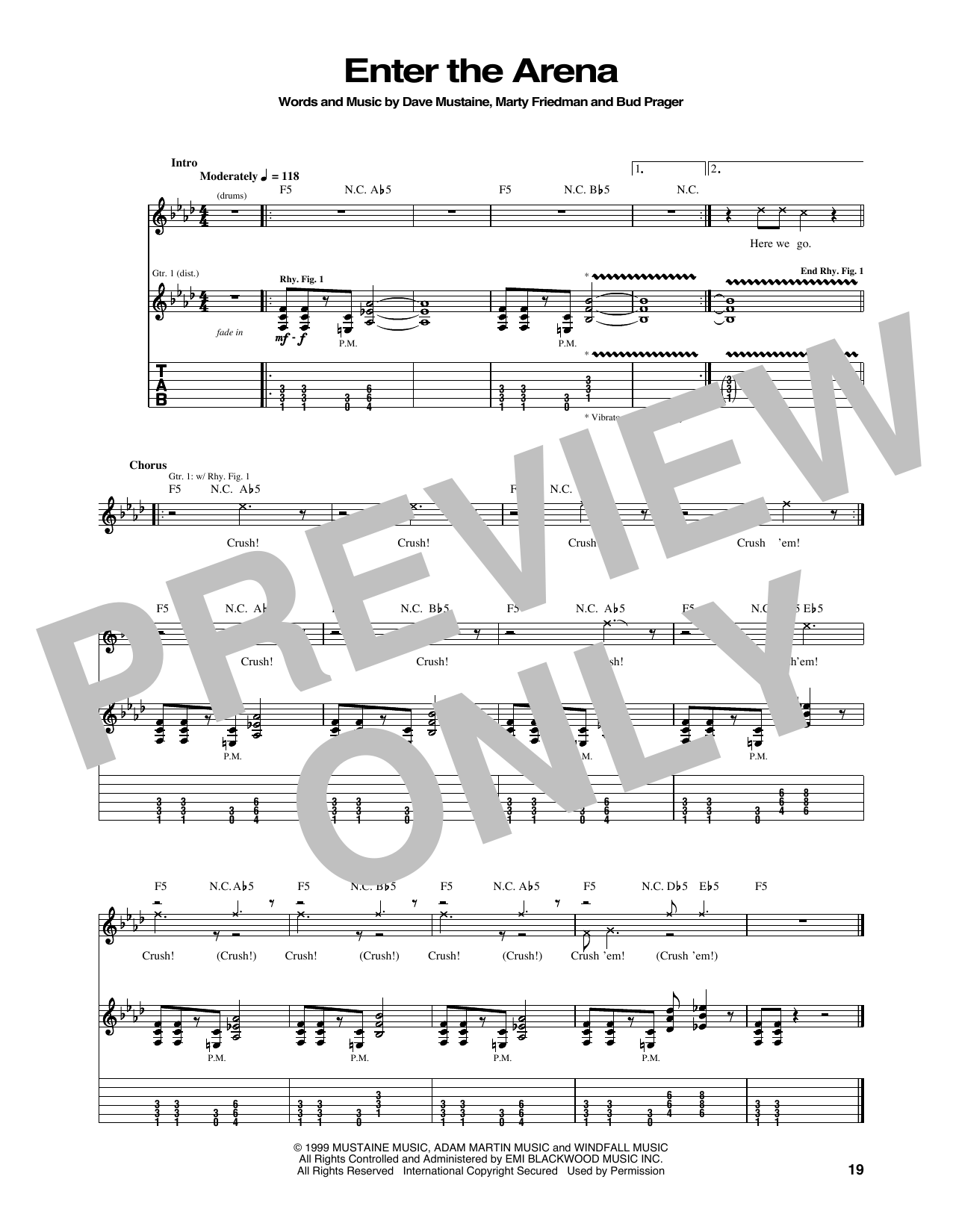 Megadeth Enter The Arena sheet music notes and chords arranged for Guitar Tab